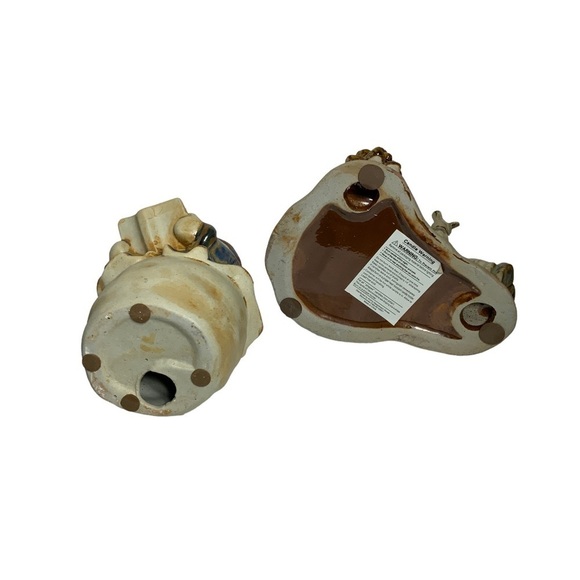 Holiday Candle Holder Set with Snowman Figurine Glazed Ceramic Christmas 2 Piece - Picture 6 of 13